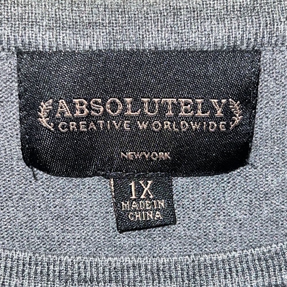 Absolutely Creative Worldwide Brand Dark Grey w/Black Spots Women’s Blouse Sz 1X - Picture 4 of 6
